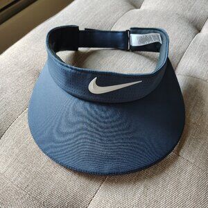 Nike Navy Blue Visor White Swoosh Dri Fit